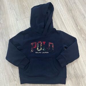Polo Ralph Lauren navy blue plaid logo hoodie